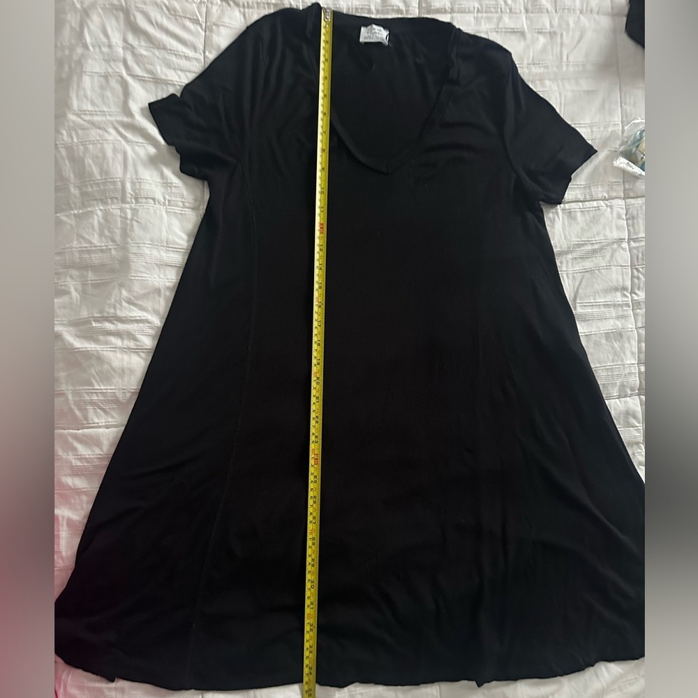 Zara Black Short Sleeve V-neck T-shirt Dress - Picture 11 of 14
